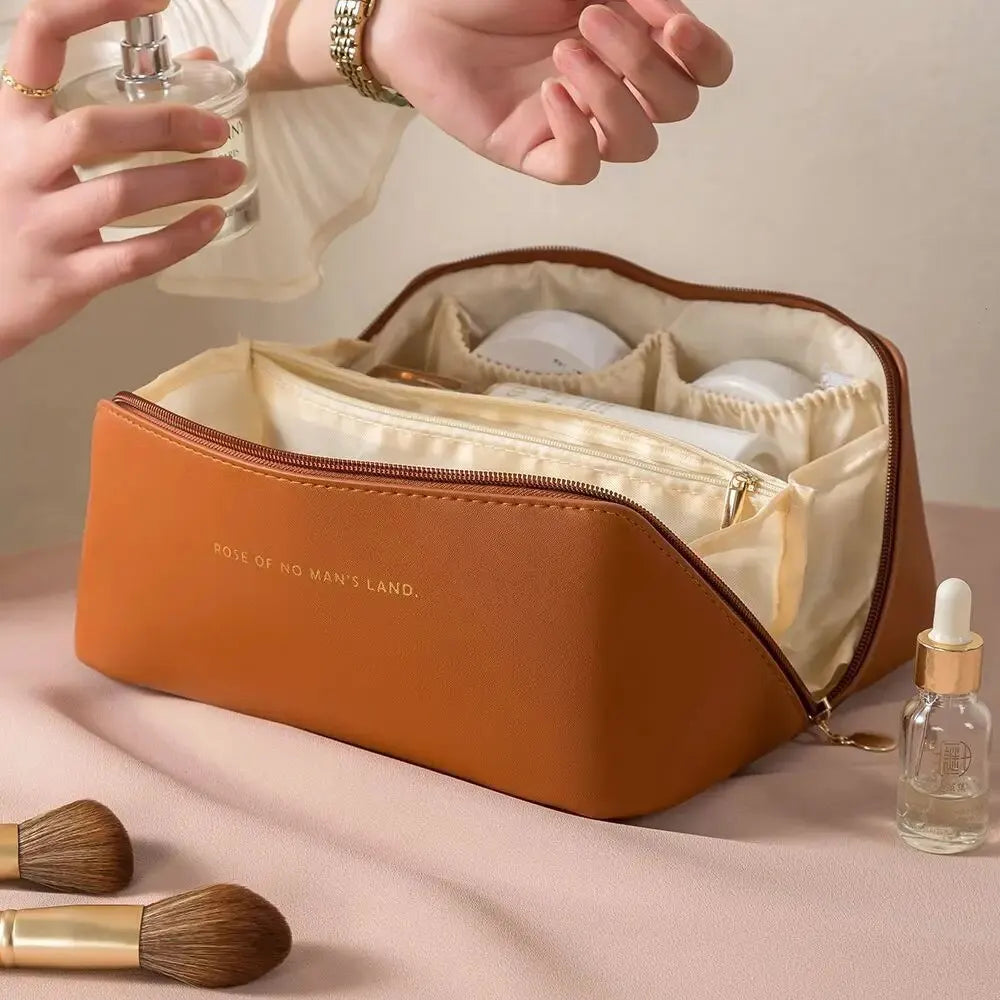 Travel Makeup Organizer Bag with Handle | Cosmetic Storage Case