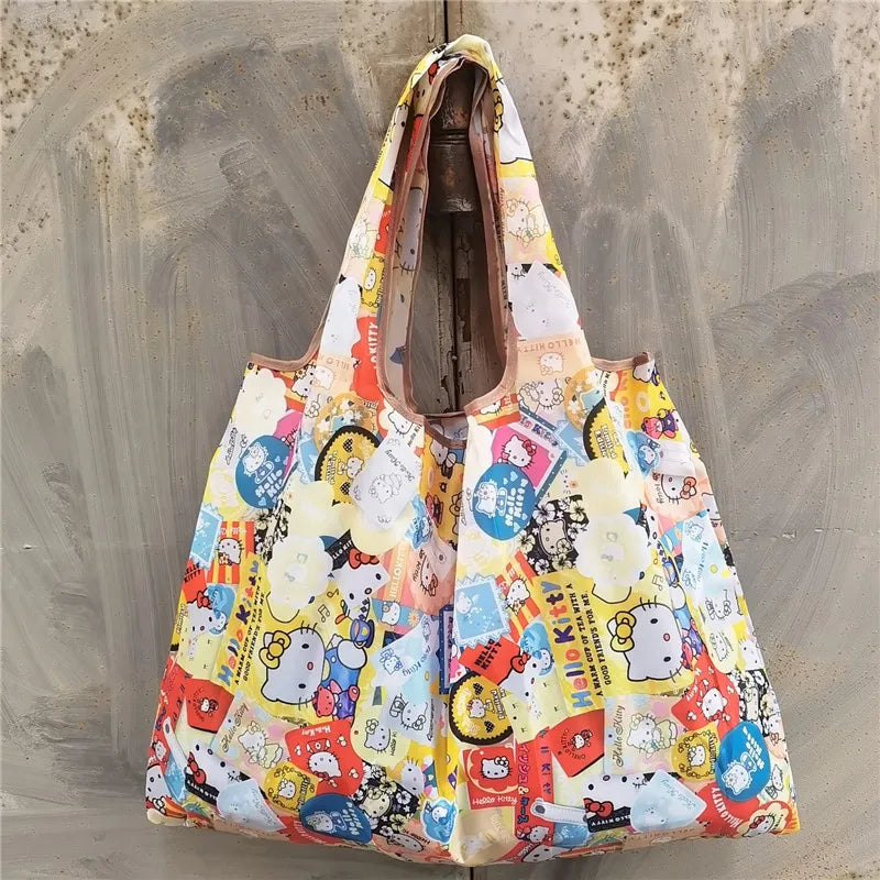 Foldable Eco-Friendly Shopping Bag with Cartoon Print