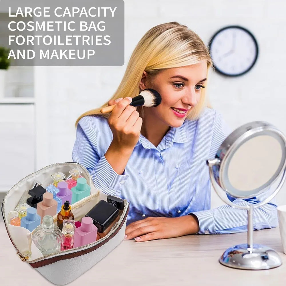 Large-Capacity Waterproof Travel Makeup Bag with Durable PU Leather & Smart Organization