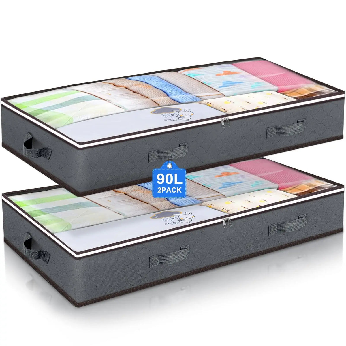 Under Bed Storage Containers with Clear Window (3-Pack)
