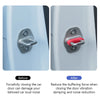 Before and after comparison showing a silicone door pad for reducing car door noise and vibration.