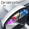 Two flexible PVC rain curtains for car side mirrors shown in a close-up view.
