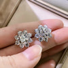 Pendientes de Aros con Forma de Flor de Moissanita en Plata de Ley 925