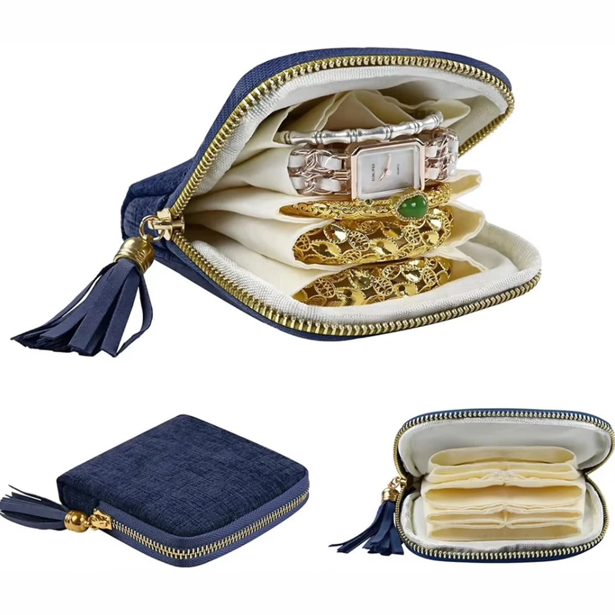 Velvet Jewelry Travel Organizer with 5 Layers