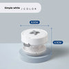 A white portable retainer and denture cleaning case with an effervescent tablet dispenser shown from the top view.