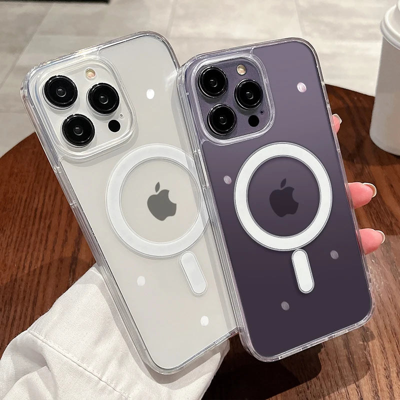Transparent Magnetic Wireless Charging Case for iPhone with Shockproof Protection