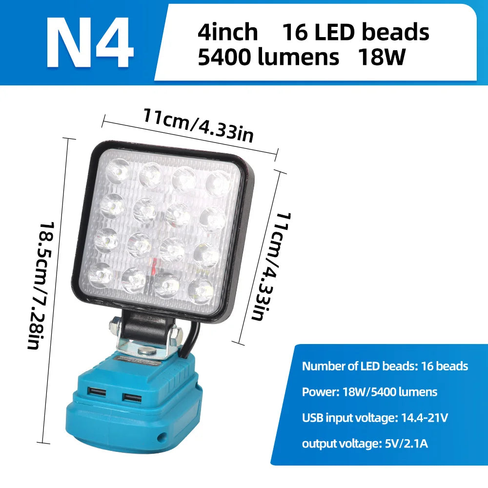 High-Output LED Work Light with USB Charging