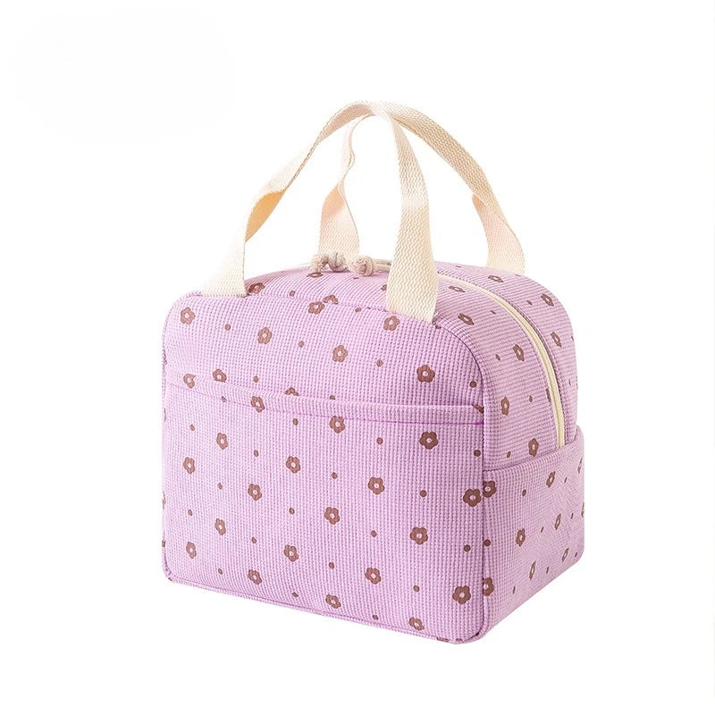 Isolier-Lunchtasche aus Cord mit Blumenmuster