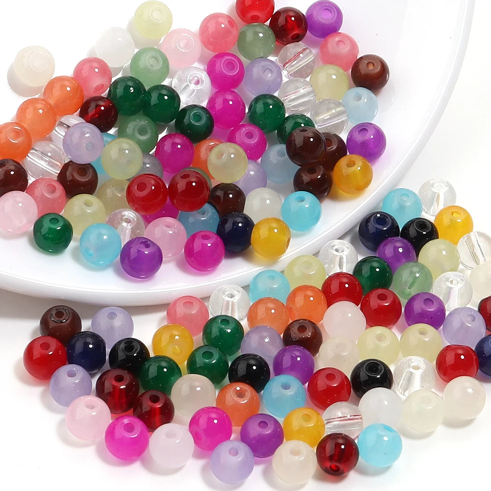Colorful Round Glass Beads for Jewelry Making