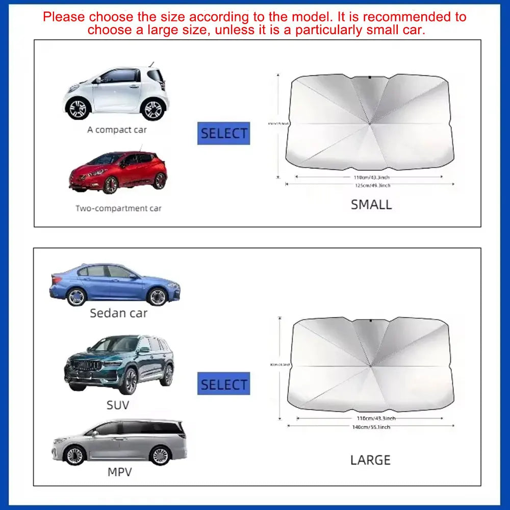 Foldable Car Windshield Sunshade Umbrella with UV Protection