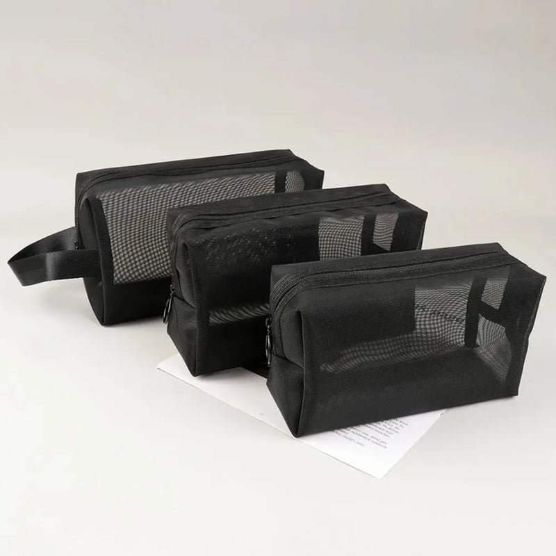 Travel Mesh Cosmetic Bag with Zipper Closure