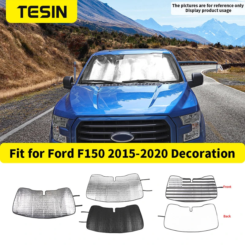 Ford F-150 Windshield Sun Shade - Heat Blocking Aluminum Foil Cover