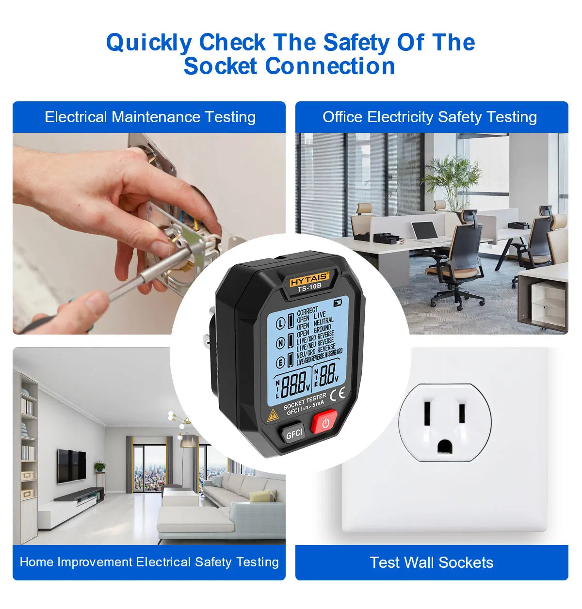 Digital Socket Tester with Large Backlit Display