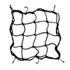 Black universal motorcycle bungee cargo net with scratch-free hooks