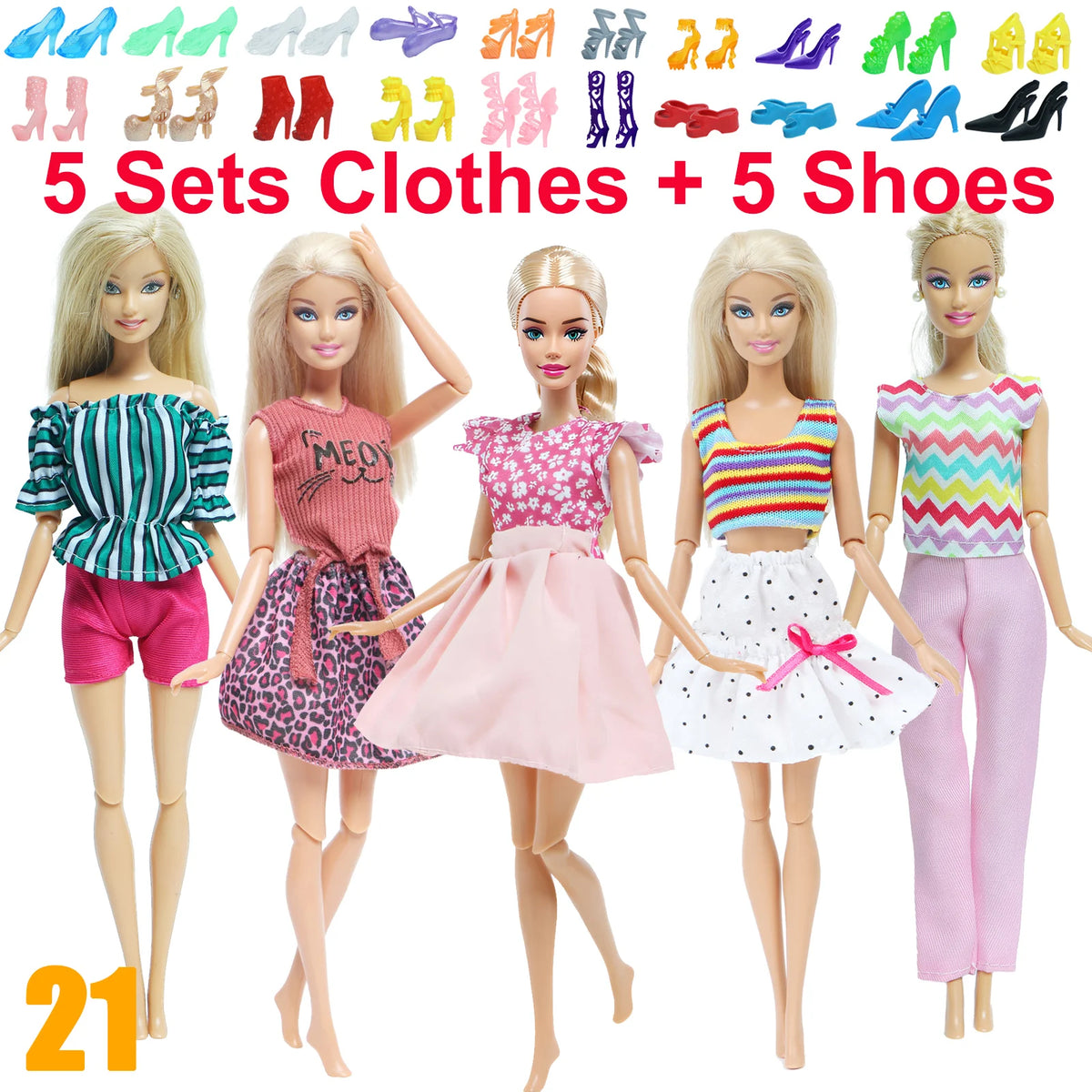 Fashion Doll Clothing Set with Shoes for 11.5-12 Inch Dolls