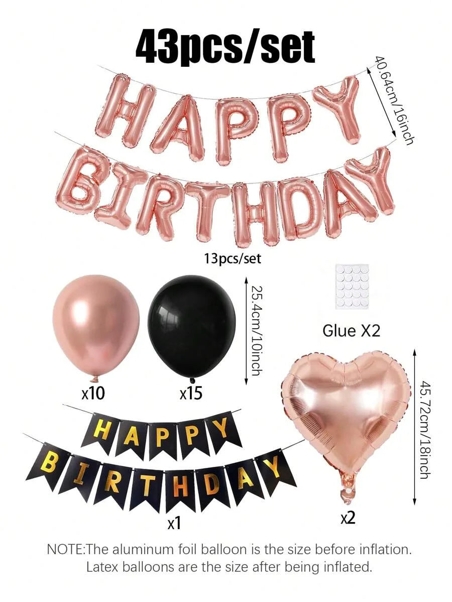 Happy Birthday Foil Balloon Set with Banner