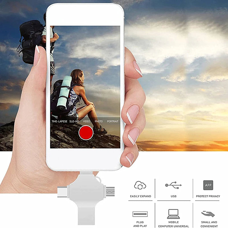 4-in-1 USB 3.0 OTG Flash Drive for iPhone, Android, and Type-C Devices