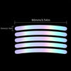 A set of reflective wheel stickers showing a gradient of light blue and purple colors.