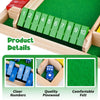 A wooden dice game featuring numbered wooden blocks and a green felt board for family game night