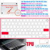 Ultra-thin TPU keyboard cover for MacBook Air and Pro showing a close-up of the keyboard layout.