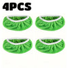Four reusable green microfiber mop refill pads with white trim.
