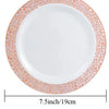 Elegant White Disposable Dinner Plates with Silver Lace Design