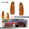 Amber LED side mirror turn signal lights for a Ford Super Duty or Excursion vehicle.