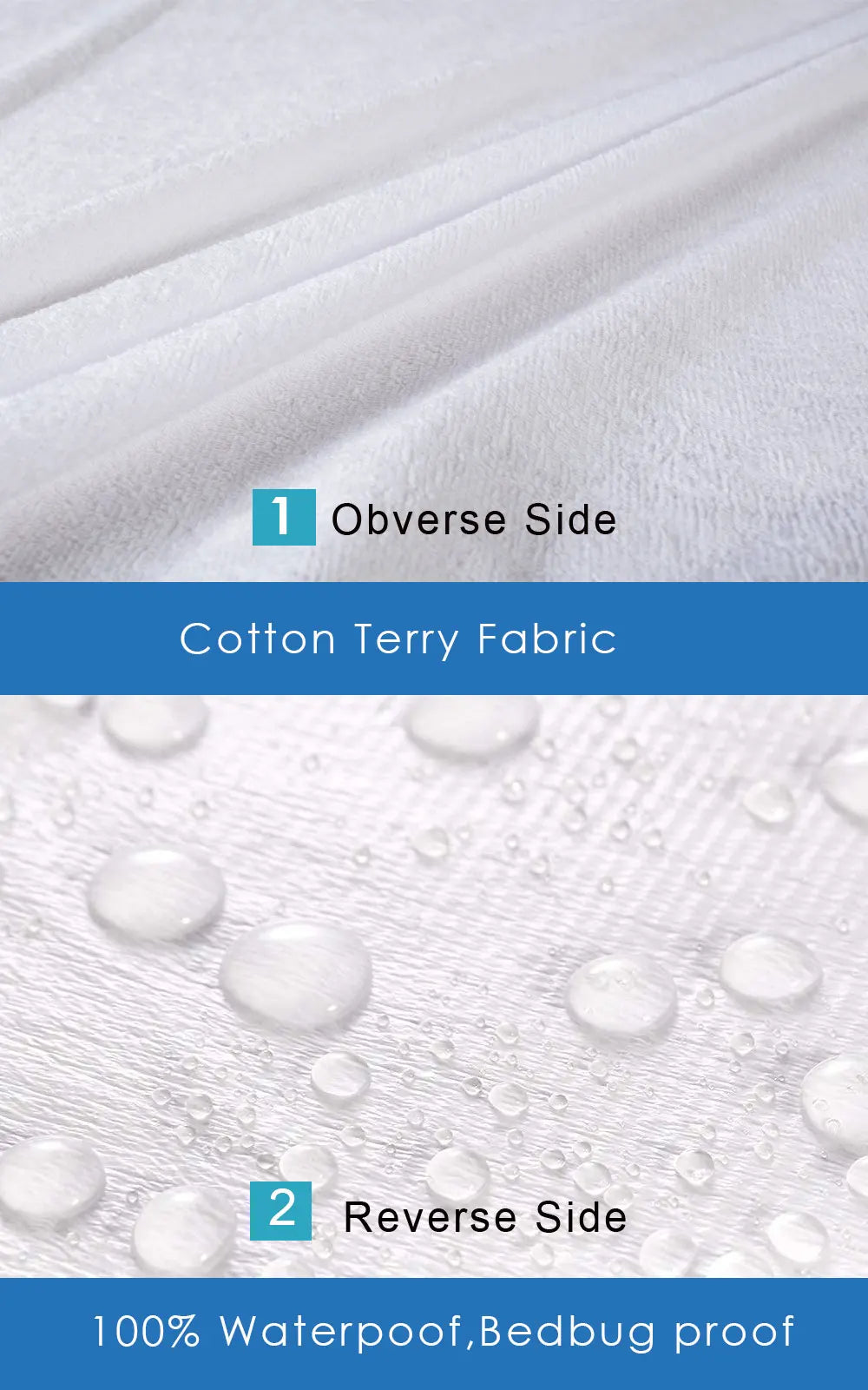 Waterproof Cotton Pillow Protector with Zipper