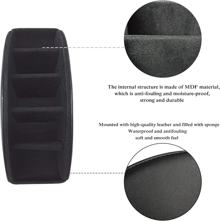 PU Leather Remote Control Organizer with 5 Compartments