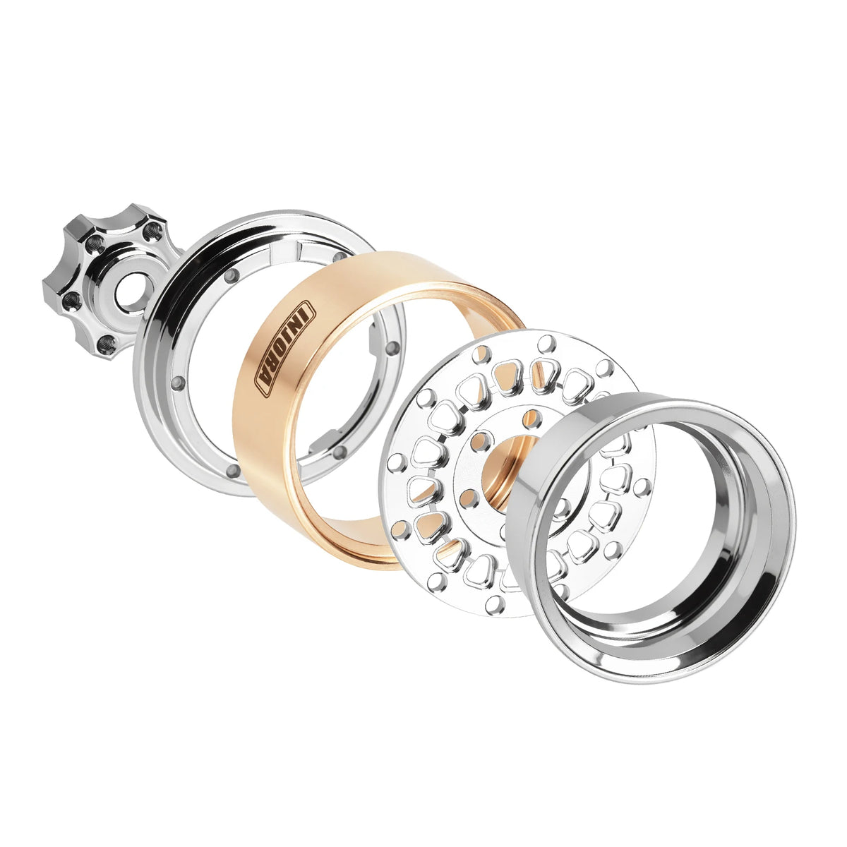 INJORA 1.0" Modular Beadlock Wheels for 1/18 1/24 RC Crawlers - Brass & Aluminum