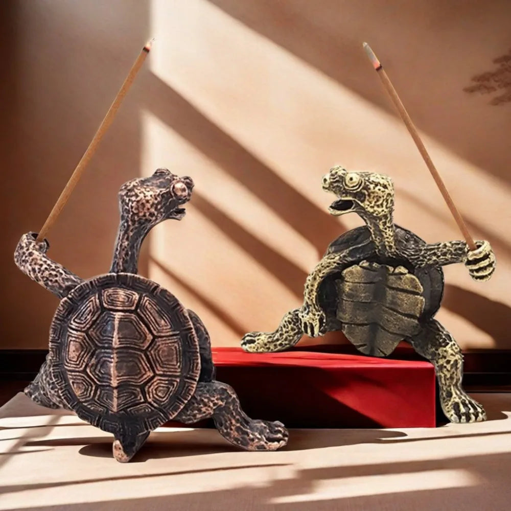 Antique Metal Turtle Incense Holder – Decorative Candle & Stick Holder