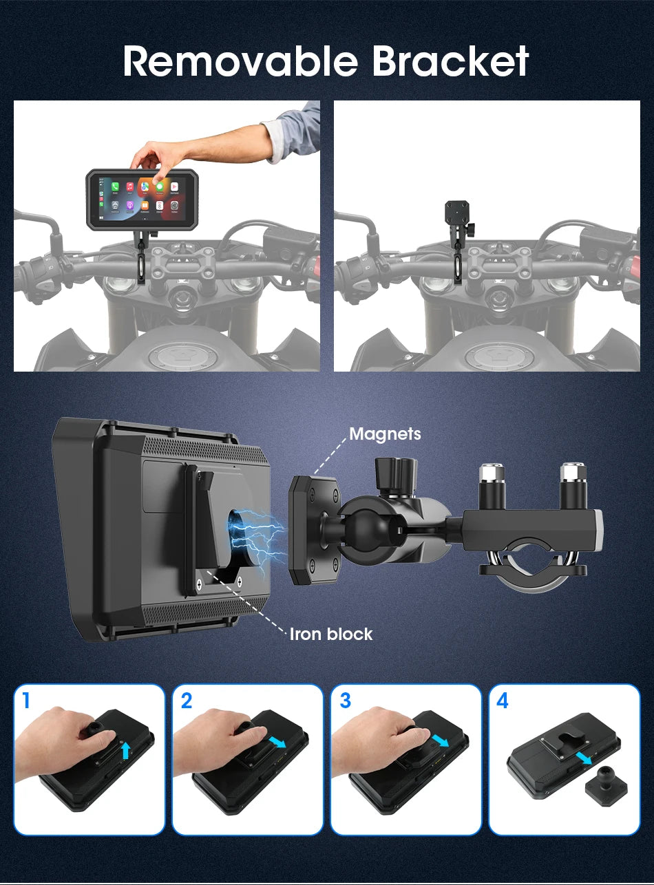 5/6.25 Inch Waterproof Motorcycle GPS with CarPlay and Android Auto