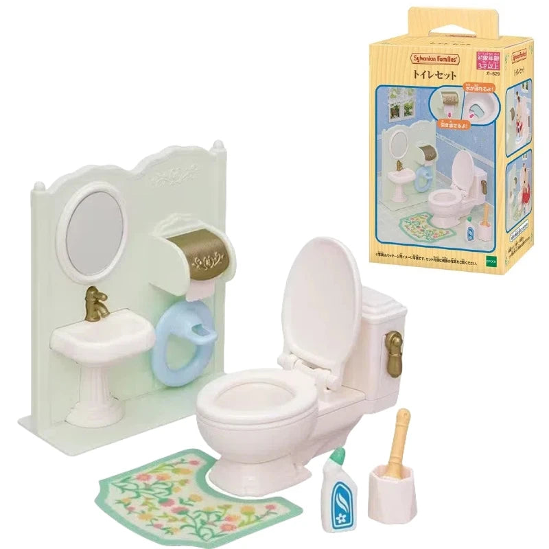 A boxed set of Sylvanian Families Forest Friends featuring a toilet and related accessories for children.