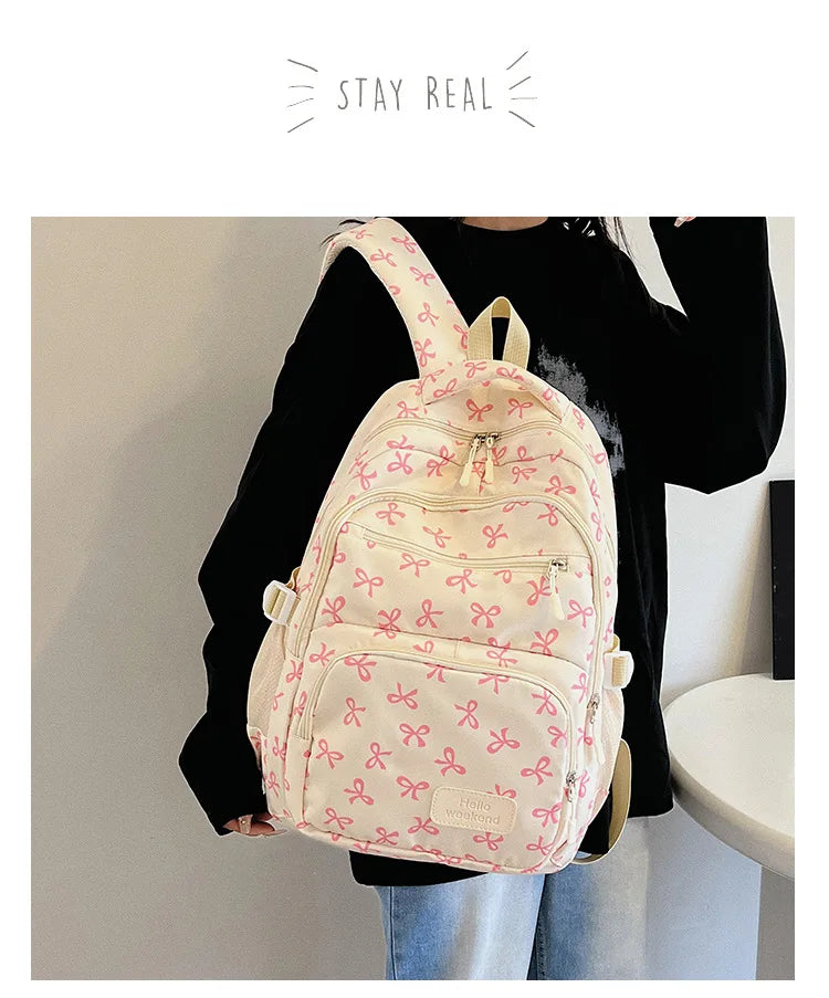 Korean Fashion Bow Print Backpack