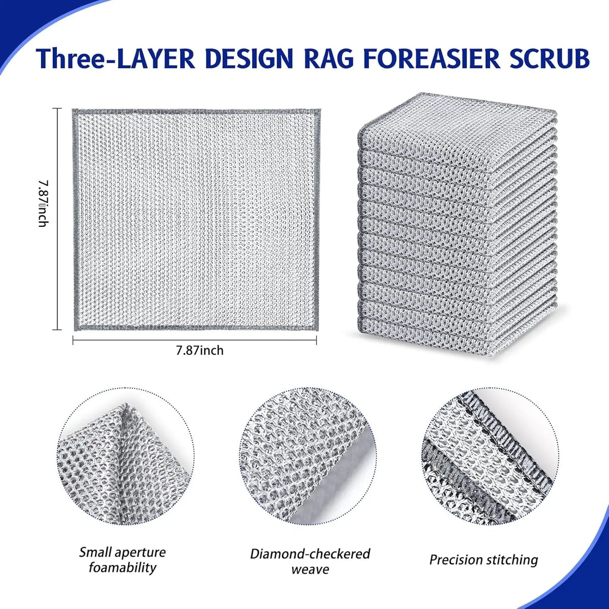 Steel-Reinforced Non-Scratch Kitchen Cleaning Cloths (2-Pack)