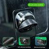 Close-up of a chrome camera housing with a carbon fiber texture rain cover and soft adhesive bonding for waterproof protectio