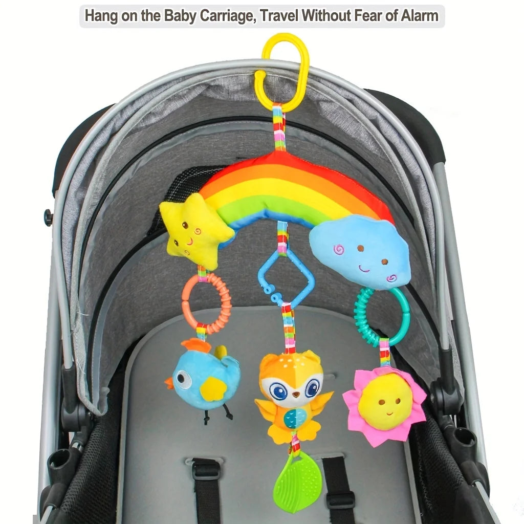 Rainbow Plush Car Hanging Toy with Jingle Bell