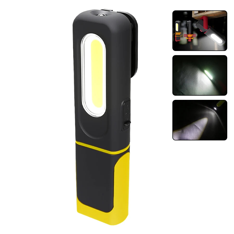 Rechargeable COB Work Light with Magnetic Base and Hanging Hook