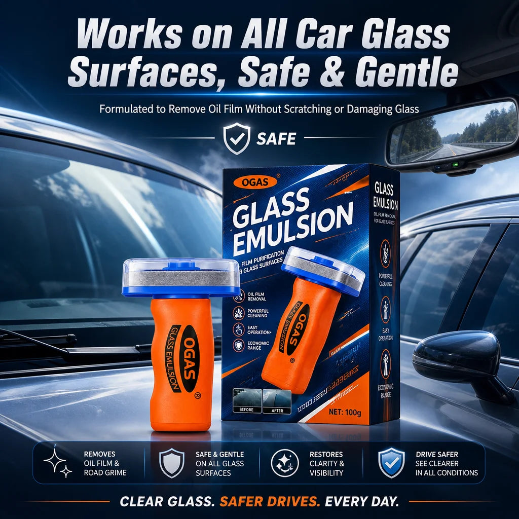 Car Windshield Oil Film Remover with Built-In Brush