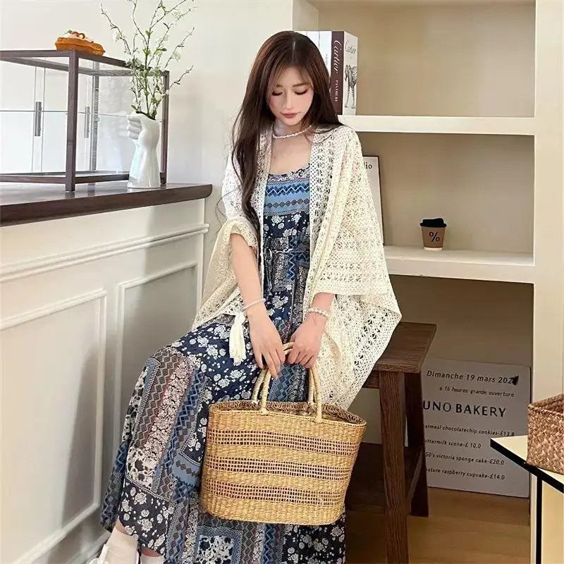 Boho Crochet Lace Cover-Up with Tassels