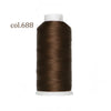 A spool of dark brown nylon bonded thread labeled col.688 for heavy-duty sewing projects.