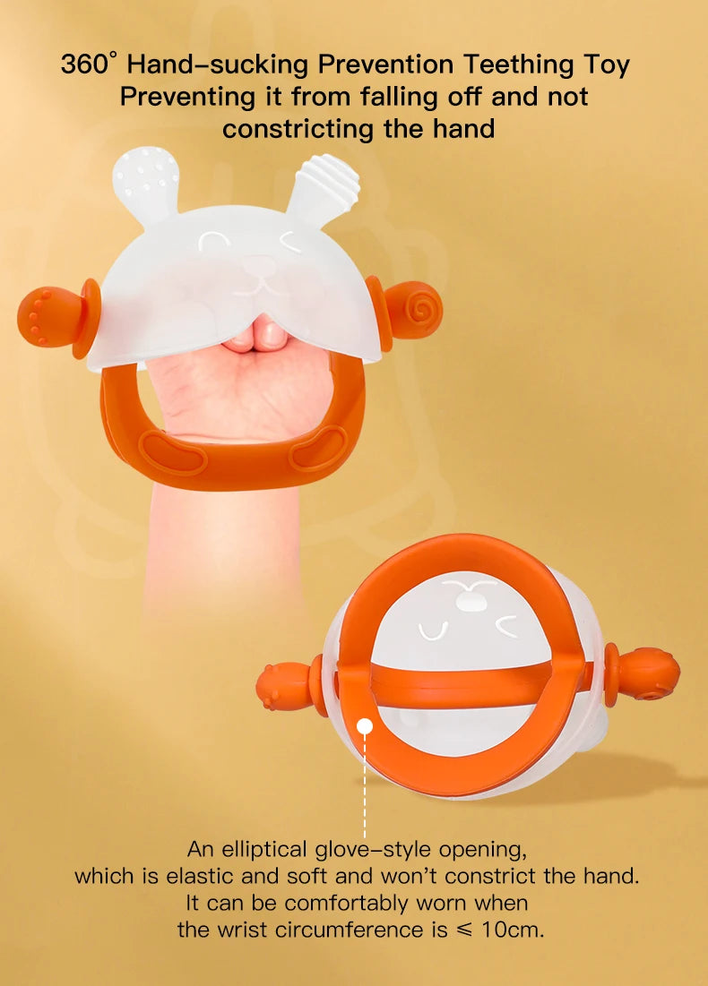 Bunny-Shaped Silicone Teether with Full-Hand Grip for Babies