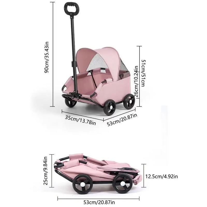 Carriola Plegable para Mascotas con Dosel Solar