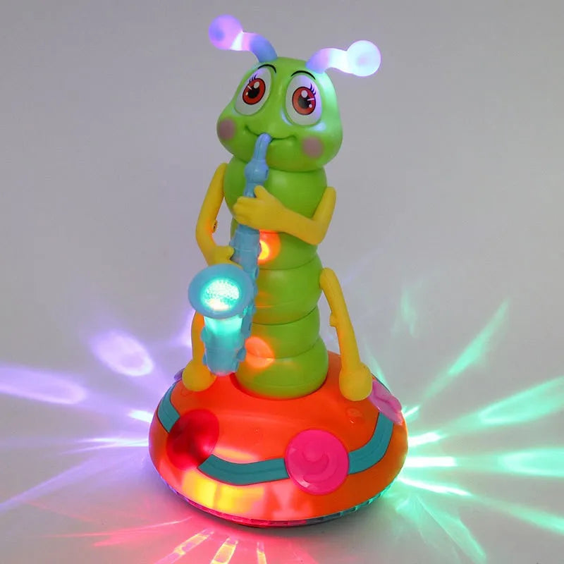 Musical LED Dancing Caterpillar Toy with Saxophone Handle