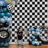 Black & White Checkered Foil Fringe Curtains for Racing Party Decor
