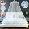 Elegant white lace canopy mosquito net draped over a bed with mosquito repellent features