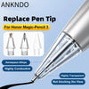 Replacement pen tips for Honor Magic Pencil 3 showing various sizes and features like aerospace alloys and high conductivity