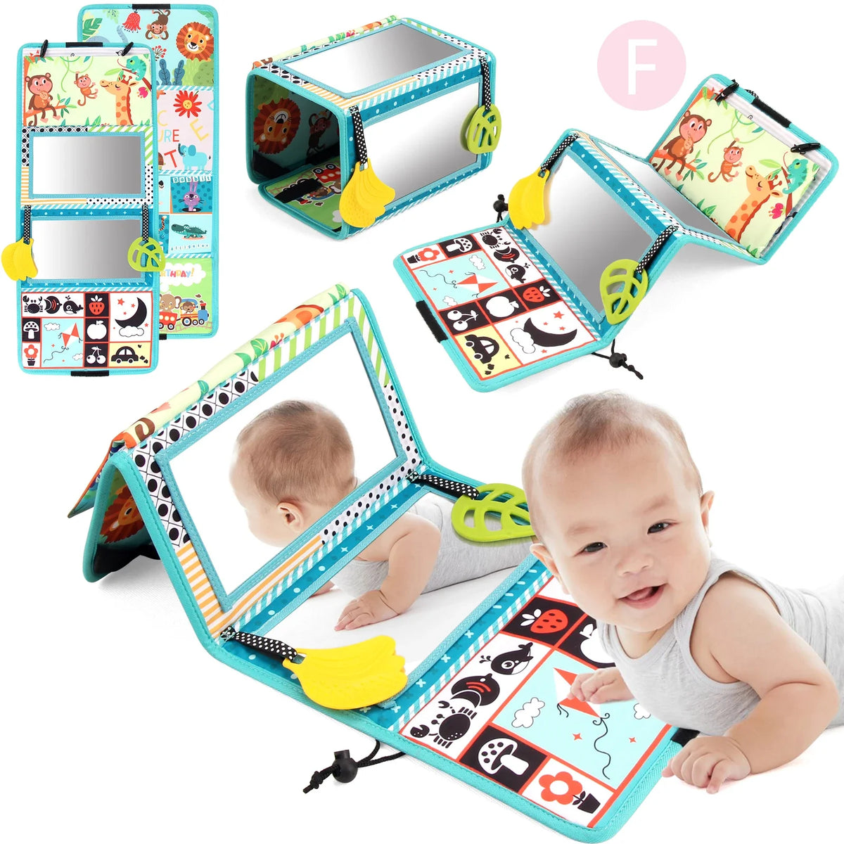 Soft Baby Cloth Book with Fun Mirror for Early Learning