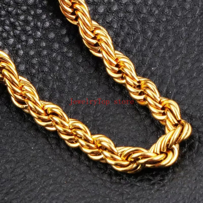 18K Gold-Plated 4mm Rope Chain Necklace