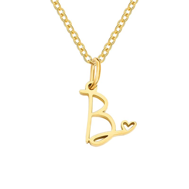 Collier avec Lettre Initiale et Pendentif Cœur